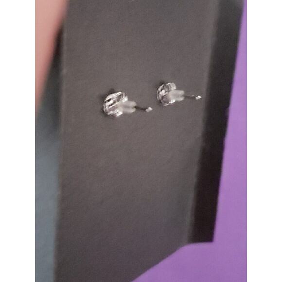 Secret Box New York White Gold Dipped CZ Antler Stud Pierced Earrings, NEW - Picture 9 of 9